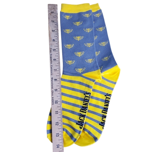 Jack Daniels Tennessee Honey Blue and Yellow Socks with Bees. NWOT - Picture 6 of 7